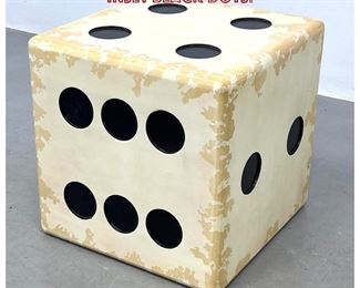 Lot 883 Large Cube Faux Dice Side Table. Inset Black Dots. 