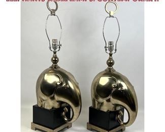 Lot 914 Pr Silver Gilt Stylized Figural Elephants Table Lamps. Contemporary. 