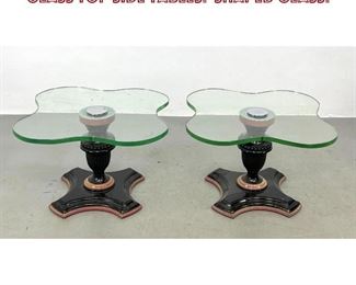 Lot 916 Pair Hollywood Regency Style Glass Top Side Tables. Shaped glass.