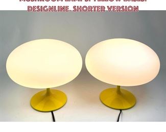Lot 917 Pr Contemporary Stemlite Mushroom Lamps. Yellow Bases. Designline. Shorter Version 