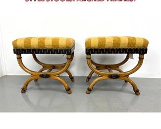 Lot 923 Pair WILLIAM SWITZER Regency Style Stools. Arched frames. 