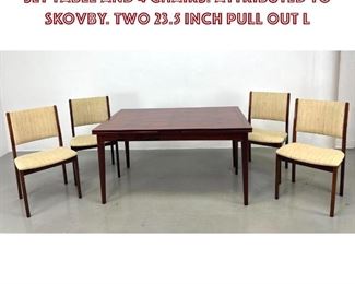 Lot 927 Danish Modern Rosewood Dining Set Table and 4 Chairs. Attributed to Skovby. Two 23.5 inch pull out l