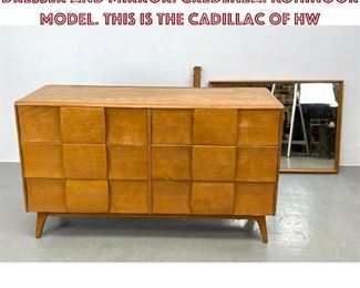 Lot 947 HEYWOOD WAKEFIELD Champagne Dresser and Mirror. Credenza. KOHINOOR model. This is the Cadillac of HW