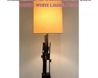 Lot 951 TEMPESTINI for LAUREL Brutalist Table Lamp. Tall Welded Metal form. Iconic White LAUREL Harp. 