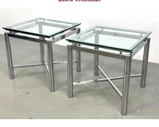 Lot 965 Pair chrome and Glass Side Tables. 
