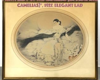 Lot 968 LOUIS ICART Dry point Etching Print. Lady of the Camelias La Dame aux Camelias, 1927. Elegant lad