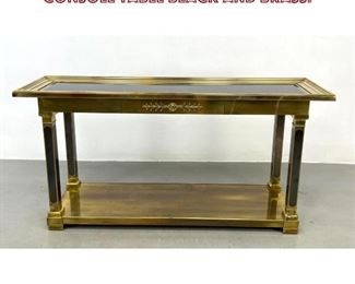 Lot 976 MASTERCRAFT Brass and Glass Console Table Black and brass. 