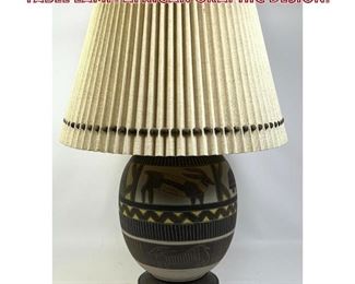 Lot 990 Mid Century Modern Pottery Table Lamp. African graphic design. 