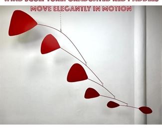Lot 1023 Over 10 Modernist Kinetic Mobile Wind Sculpture. Graduated Red Paddles move elegantly in motion