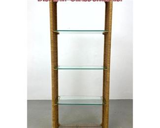 Lot 1029 Rattan Wicker Etagere Shelf Display. Glass Shelves. 