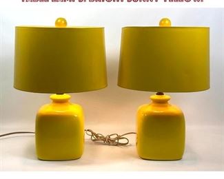Lot 1039 Pr Yellow Glazed Modern Design Table Lamps. Bright sunny yellow. 
