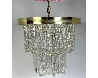 Lot 1050 Acrylic Lucite chandelier with brass frame. 
