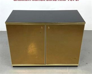 Lot 1058 Gold Tinted Mirror Front Server Cabinet. Black sides and tops. 