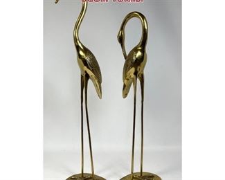Lot 1061 Pair Brass Standing Crane Sculptures.