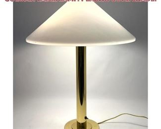 Lot 1068 Minimalist Modern Brass Column Table Lamp. Plastic Cone Shade.