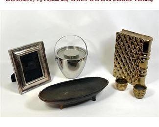 Lot 1075 Grouping of tablewares. Ice Bucket, P, Frame, Gult book Sculpture, 