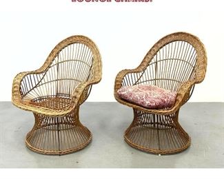 Lot 1105 Pair Woven Wicker Rattan Lounge Chairs. 