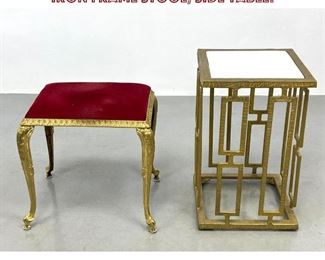Lot 1108 2pc Contemporary Furniture. Iron frame stool, Side table. 