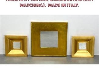 Lot 1126 3pc Wide Gold Framed Mirrors. There is a pair and larger single not matching. Made in Italy. 