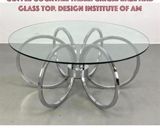 Lot 1136 80s Modern Chrome and Glass Coffee Cocktail Table. Circle base and glass top. DESIGN INSTITUTE of AM