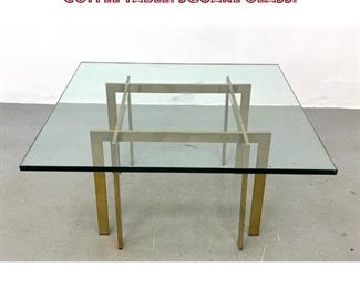 Lot 1152 Brass Frame Glass Top Modernist Coffee Table. Square Glass. 