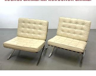 Lot 1154 Pr Faux leather Barcelona style Lounge Chairs. Reproduction Chairs.