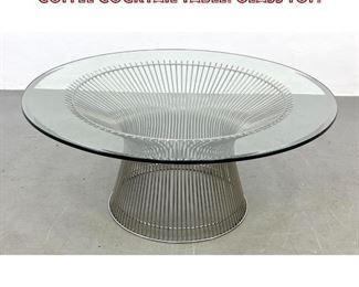 Lot 1156 WARREN PLATNER Chrome Rod Coffee Cocktail Table. Glass Top. 