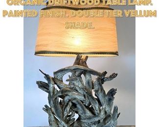 Lot 1203 Assembled Natural Organic Driftwood Table Lamp. Painted Finish. Double Tier Vellum Shade. 