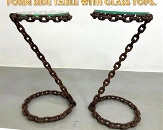 Lot 1217 Pair Franz West Chain Form Side Table with Glass tops. 