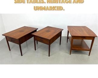 Lot 1230 3pcs Mid Century Modern Side Tables. Heritage and unmarked. 