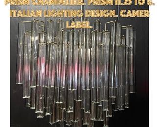 Lot 1246 CAMER Modernist Glass Prism Chandelier. Prism 11.25 to 8. Italian Lighting Design. CAMER Label. 