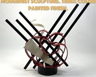 Lot 1251 Abstract Welded Metal Modernist Sculpture. Three Color Painted Finish. 
