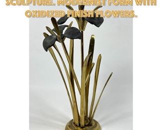 Lot 1259 Brass Figural Flora Sculpture. Modernist Form with oxidized finish flowers. 