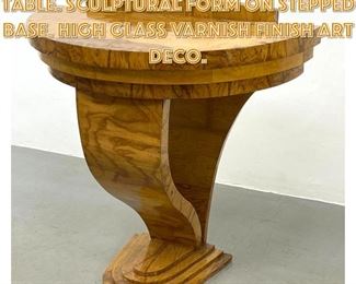 Lot 1262 Burl Wood Hall Console Table. Sculptural Form on Stepped Base. High Glass Varnish Finish Art Deco. 