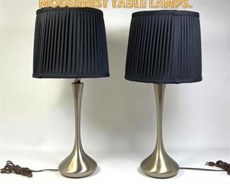 Lot 1268 Pr Stainless Laurel style Modernist Table Lamps. 