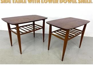 Lot 1276 Pair Danish Modern Teak Side Table With Lower Dowel Shelf. 