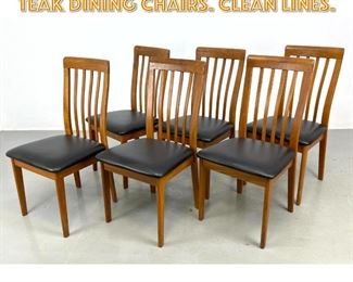 Lot 1278 Set 6 Slat Back Danish Teak Dining Chairs. Clean Lines.