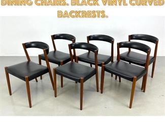 Lot 1286 Set 6 Danish Modern Teak Dining Chairs. Black Vinyl Curved Backrests.