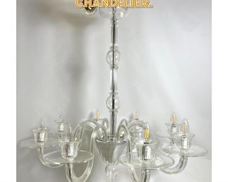 Lot 1296 Murano style clear glass chandelier. 
