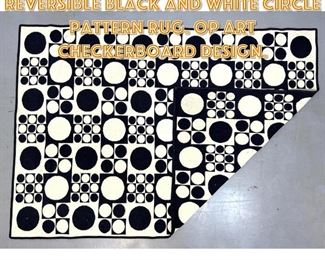 Lot 1319 5 3 x 7 6 Bauhaus style reversible black and white circle pattern rug. OP ART Checkerboard Design.