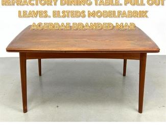 Lot 1321 Danish Teak Modern Refractory Dining Table. Pull Out Leaves. ELSTEDS MOBELFABRIK AGERBAE Branded mar