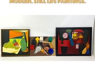 Lot 1325 3pc Colorful Abstract Modern. Still Life Paintings. 