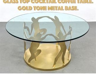 Lot 1326 Figural Dancer Metal, Glass Top Cocktail Coffee Table. Gold tone metal base.