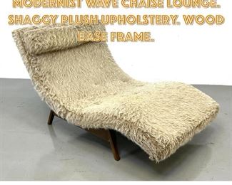 Lot 1344 ADRIAN PEARSALL Style Modernist Wave Chaise Lounge. Shaggy Plush Upholstery. Wood Base Frame. 