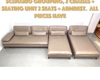 Lot 1345 RocheBobois Leather Scenario grouping, 2 chaises  seating unit 2 seats  armrest. All pieces have