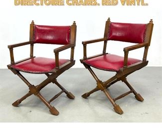 Lot 1346 Pair Shelby Williams Directoire Chairs. Red vinyl. 