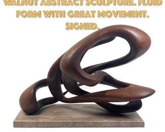 Lot 1348 BOB AGNEW Carved Walnut Abstract Sculpture. Fluid form with great movement. Signed.