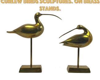 Lot 1351 Pr Brass Long Billed Curlew Birds Sculptures. On brass stands. 