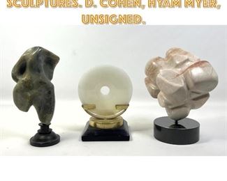 Lot 1353 3pcs Stone Marble Table Sculptures. D. Cohen, Hyam Myer, Unsigned. 