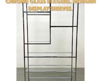 Lot 1359 Milo Baughman style Chrome Glass Etagere. Modern Display Shelves. 